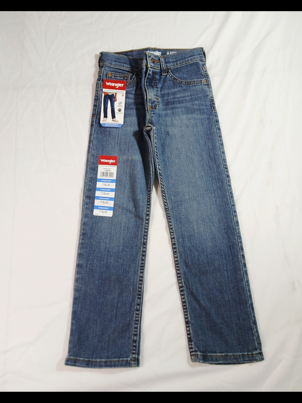 Wrangler Five Star Jeans Boys 7 Slim Straight Fit Stretch Denim NWT